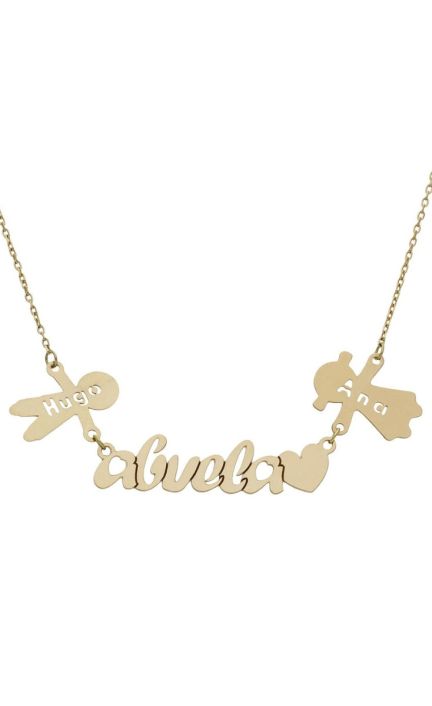 Gargantilla personalizada oro abuela con nombres en siluetas 287_G1011