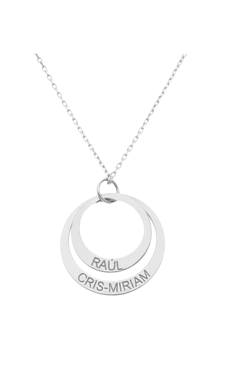 Gargantilla personalizada oro blanco círculos grabar nombres 287_G861