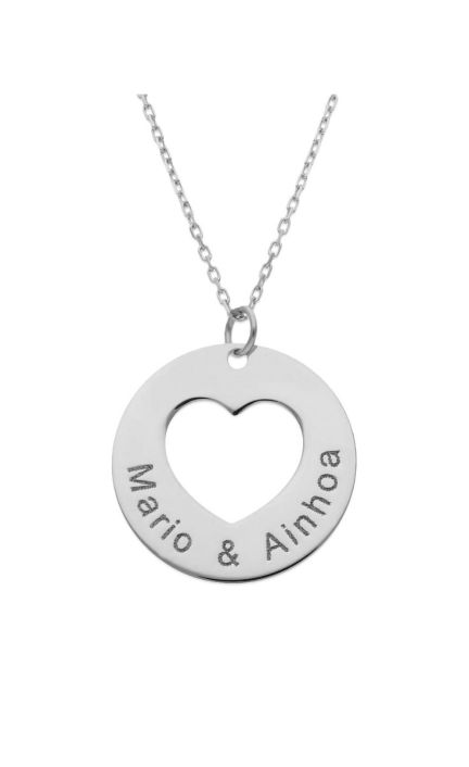 Gargantilla personalizada oro blanco corazón calado con nombres 287_G952