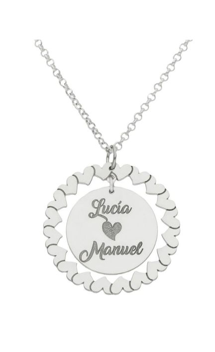 Gargantilla personalizada oro blanco corazones en orla 287_G984