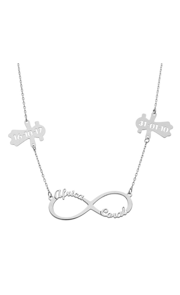 Gargantilla personalizada en oro blanco infinito con nombres 287_G985