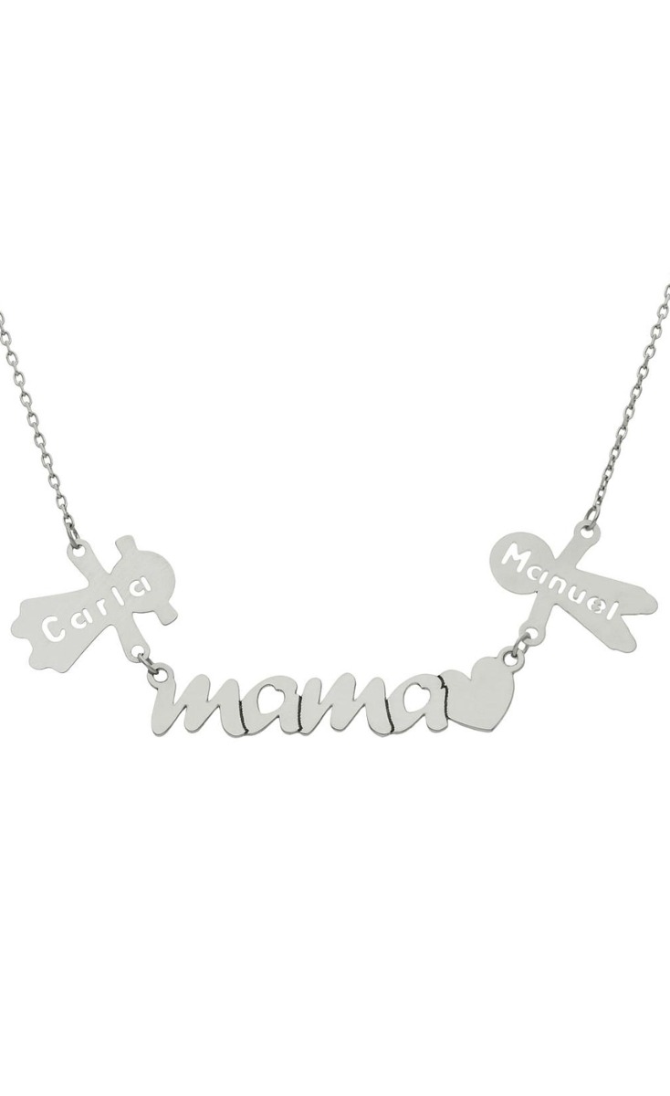 Gargantilla personalizada oro blanco mamá con nombres en siluetas 287_G1039