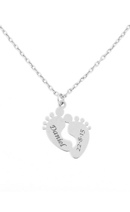 Colgante personalizado oro blanco 18 Ktes, pies bebé niño 287_G722