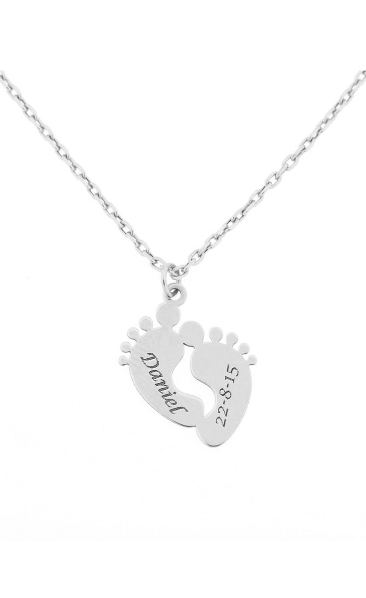 Colgante personalizado oro blanco 18 Ktes, pies bebé niño 287_G722