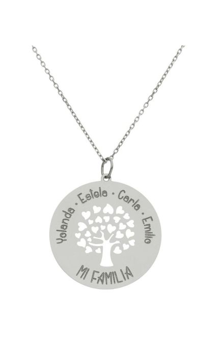 Gargantilla personalizada oro blanco, árbol de la familia nombres 287_G1029