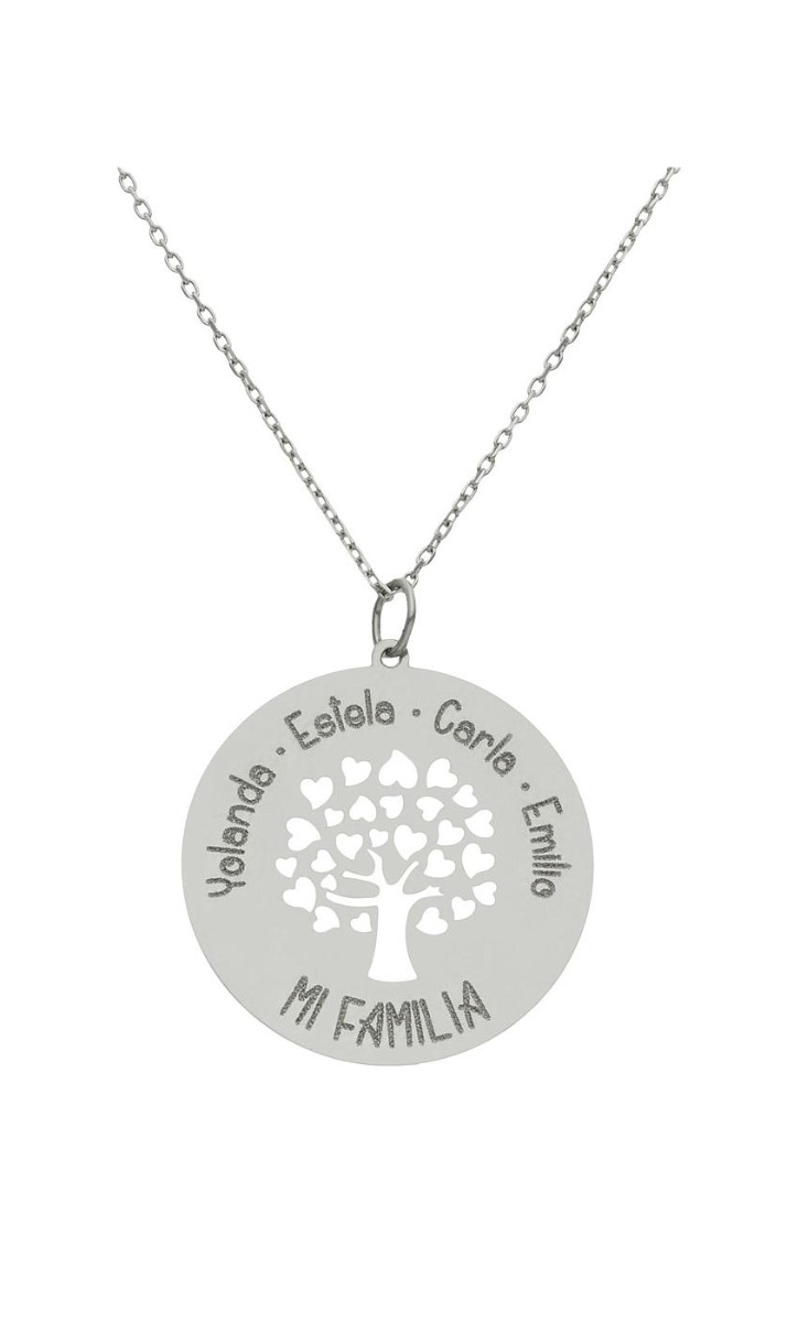 Gargantilla personalizada oro blanco, árbol de la familia nombres 287_G1029