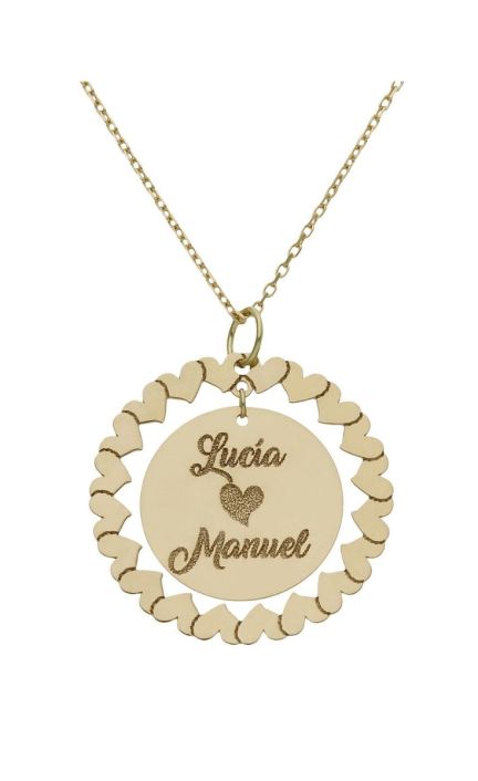 Gargantilla personalizada oro corazones en orla 287_G978
