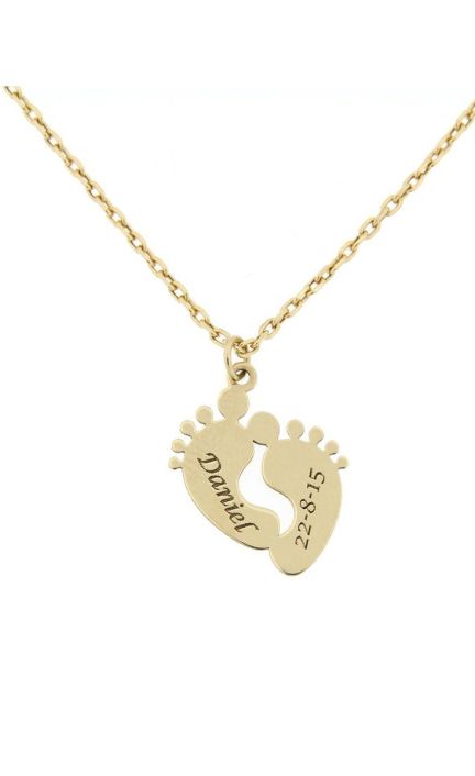 Gargantilla personalizada oro pies bebé niño 287_G177