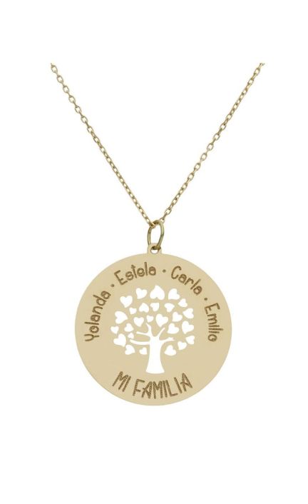 Gargantilla personalizada oro blanco, árbol de la familia nombres 287_G1029