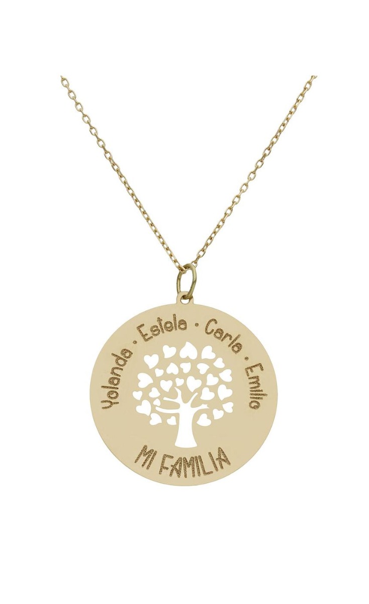 Gargantilla personalizada oro blanco, árbol de la familia nombres 287_G1029