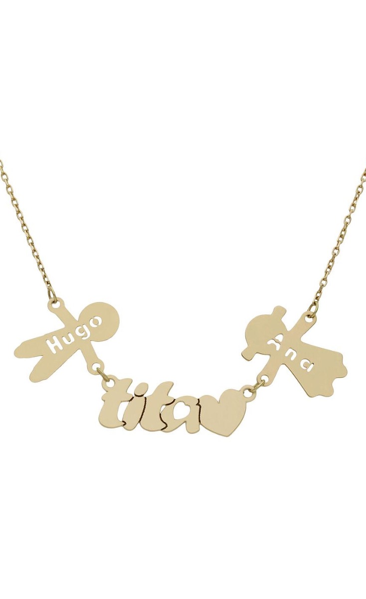 Gargantilla personalizada oro mamá con nombres en siluetas 287_G1013