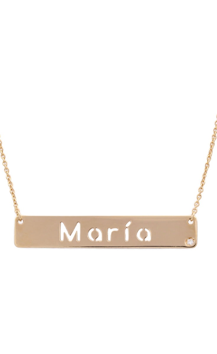 Gargantilla personalizada oro blanco y diamante para poner nombre sobre chapa 287_G728