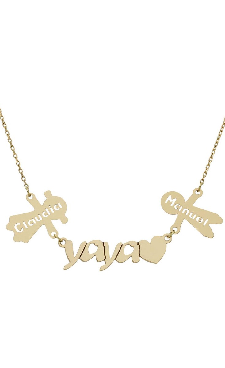 Gargantilla personalizada oro Yaya con nombres en siluetas 287_G1014