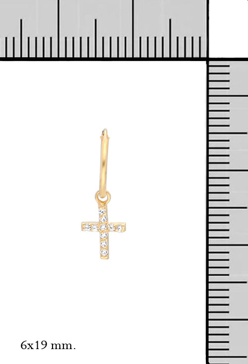 pendientes de oro 18k aro con cruz medidas 002_56352-P_M toma con medidas