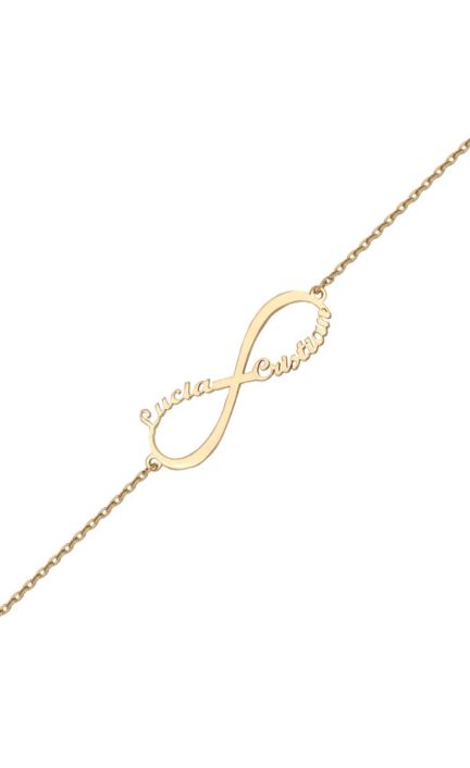 Pulsera personalizada infinito con nombres en oro 18 kts 287_PU1180