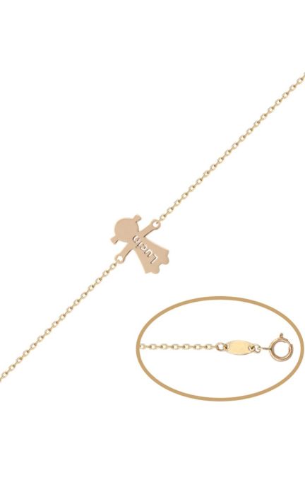 Pulsera personalizada oro amarillo siluetas con nombre, niña 287_PU1127