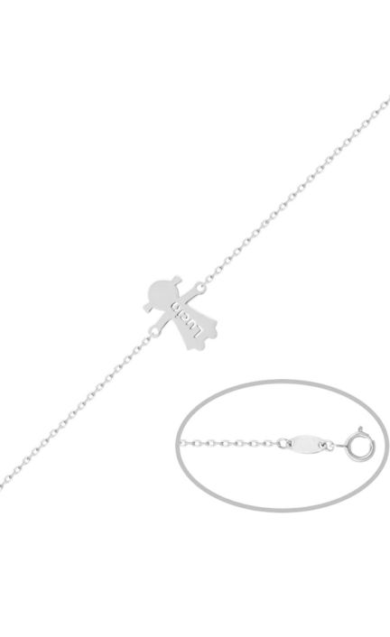 Pulsera personalizada oro siluetas con nombre, niño y niña 287_PU1176