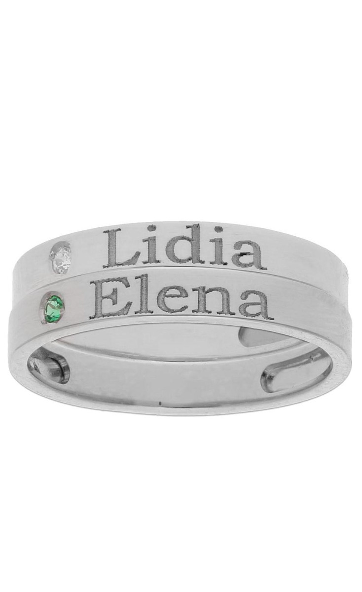 Anillo personalizado doble de oro blanco con piedras a elegir  287_S1166