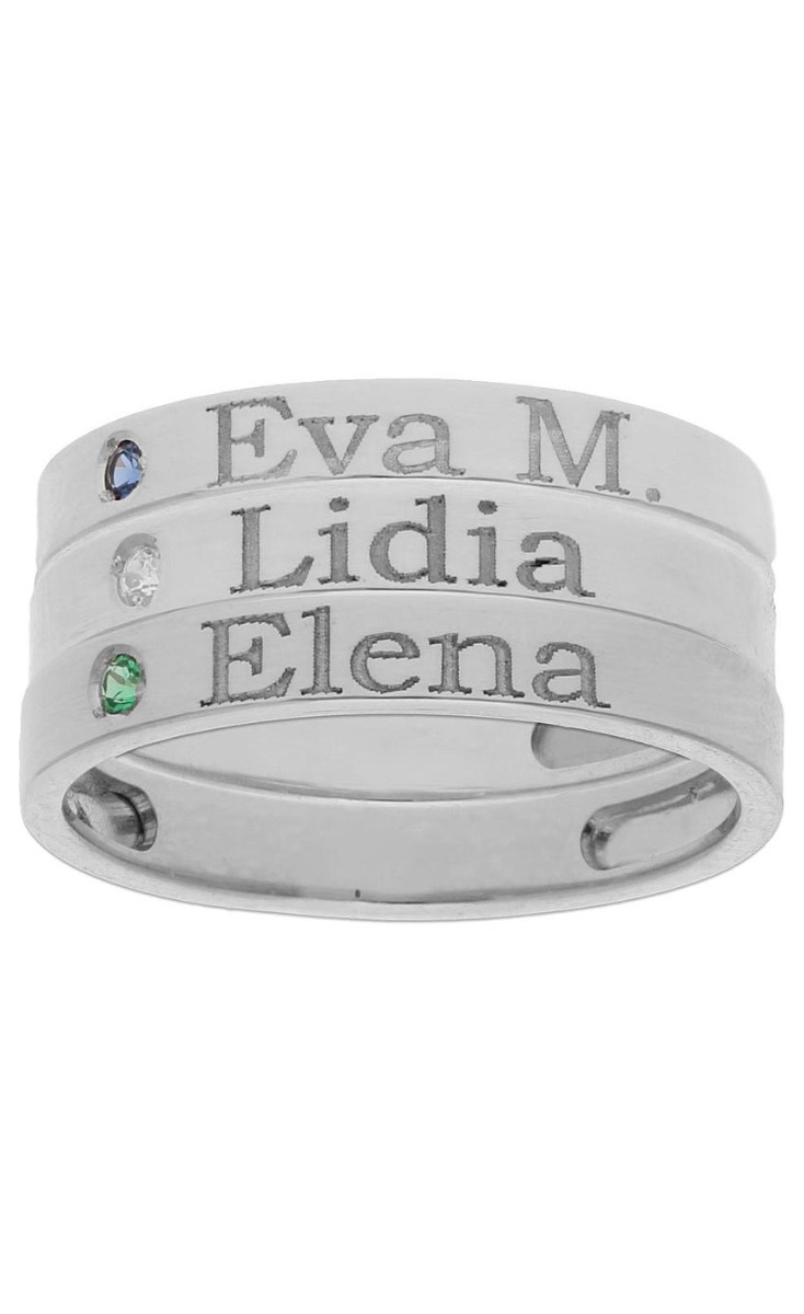 Anillo personalizado triple de oro blanco con piedras a elegir 287_S1167