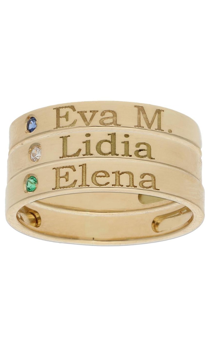 Anillo personalizado triple de oro con piedras a elegir  287_S1162