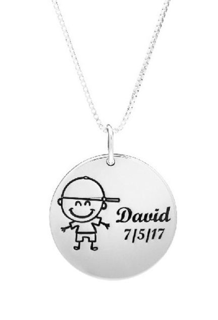 Gargantilla personalizada disco plata con imagen niño y texto 303_CO2605