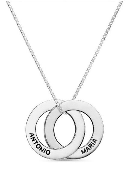 Gargantilla personalizada de plata, círculos con nombre 303_CO2563