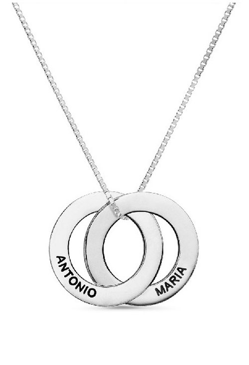 Gargantilla personalizada de plata, círculos con nombre 303_CO2563