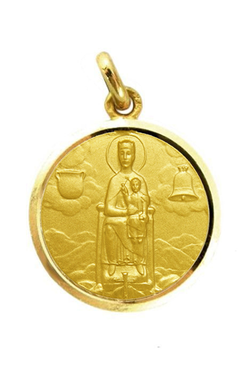 Medalla de oro de 18 ktes de Nuestra Señora de Nuria de 18 mm. 268_M1-1-34-18L