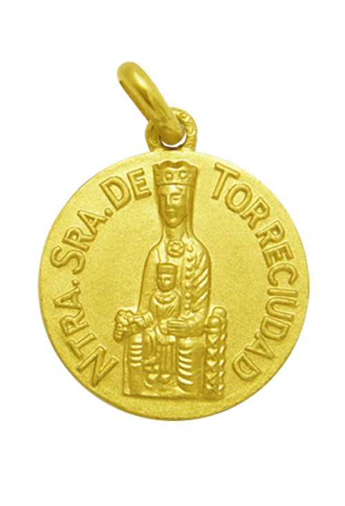 Medalla de oro de Nuestra Señora de Torreciudad 18 mm diámetro 268_M1-1-157-18