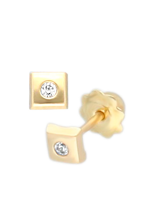 pendiente oro amarillo 18k para recien nacida foto tuerca