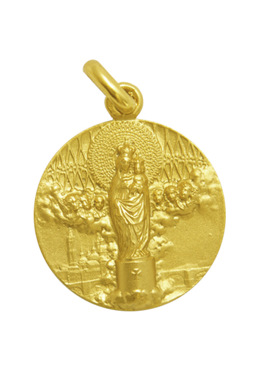Medalla de oro de la Virgen del Pilar con reja 22 mm 268_M1-1-51-201-22