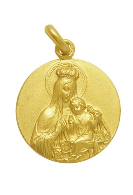 Medalla de oro Virgen del Carmen con Corona 22 mm 268_M1-1-10-205-22