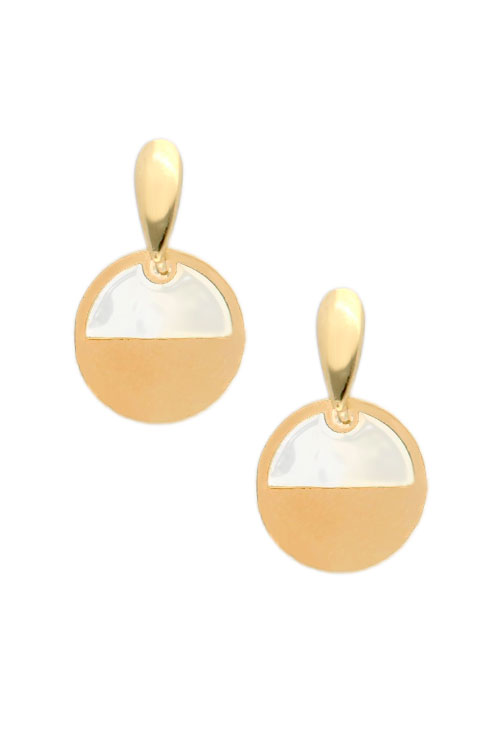 pendiente plata chapada y nacar fotografia toma frontal