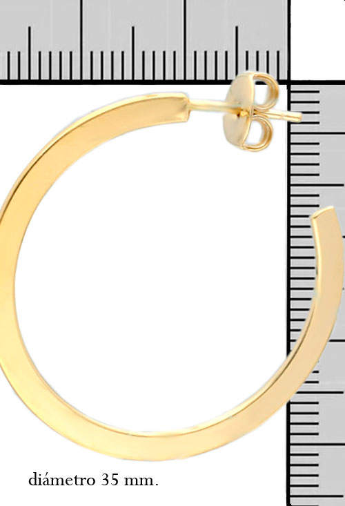 pendientes de aro plata chapada oro amarillo vista con medidas 266_015093-2-1-35_M