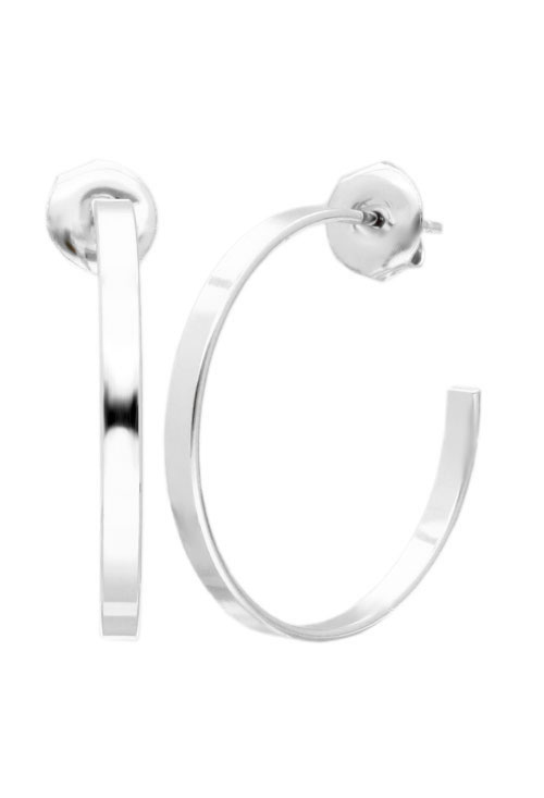 pendientes de aro plata de ley chanela plana foto para parrilla