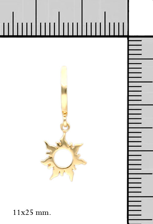 pendientes largos forma de sol plata chapada foto toma medidas