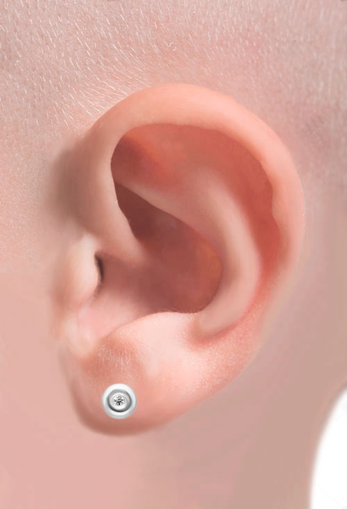 pendientes oro blanco y diamante para bebe toma modelo fisico