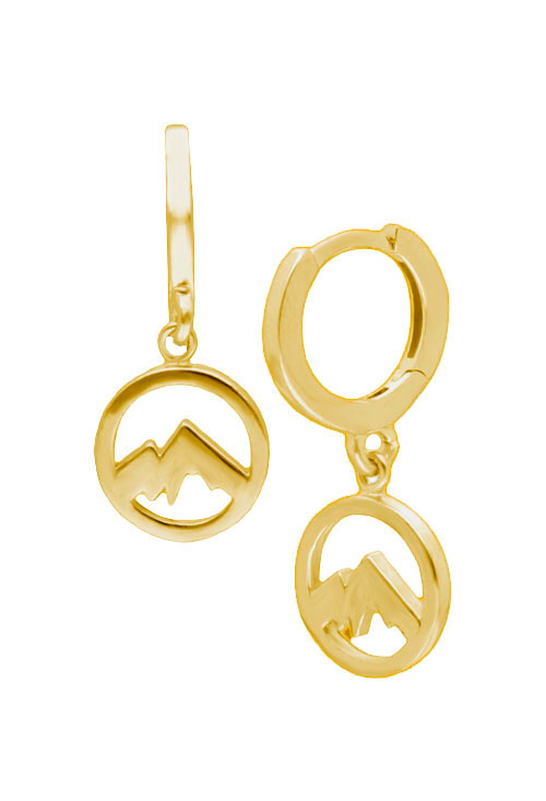 pendientes plata chapada motivo montañas foto principal postura frontal y lateral