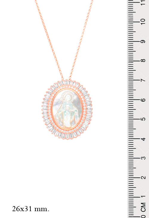 medalla de nacar y circonitas sobre plata chapada Virgen Milagrosa fotografia para parrilla web toma con medidas