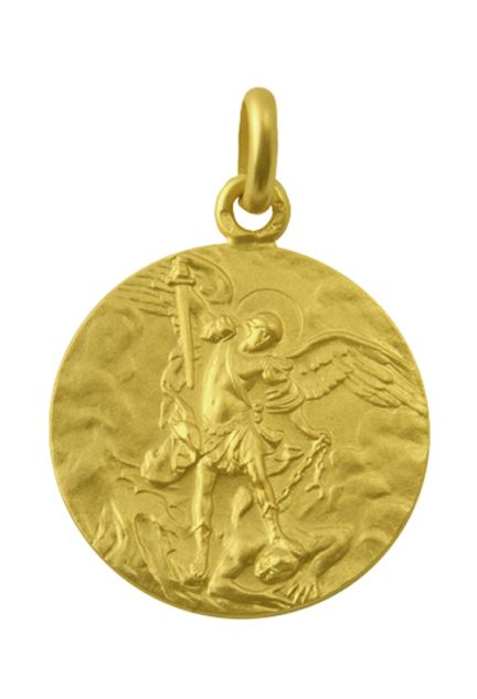 Medalla de oro 18 Ktes de San Miguel Arcángel 25 mm 268_M1-1-79-25