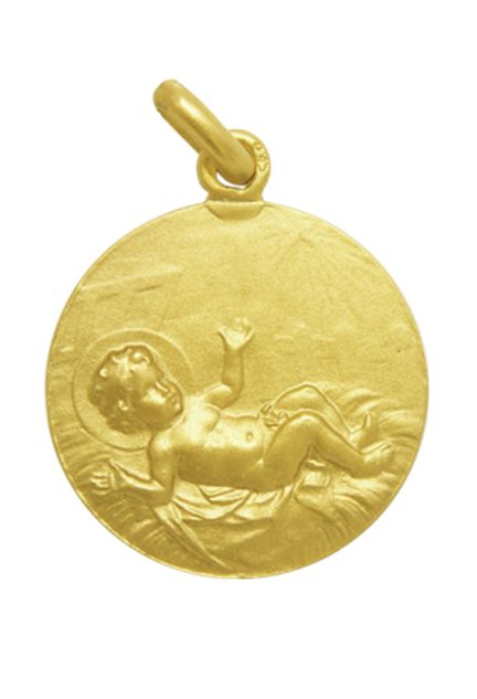 Medalla de oro del Niño entre pajas lateral de 25 mm 268_M1-1-15-201-25