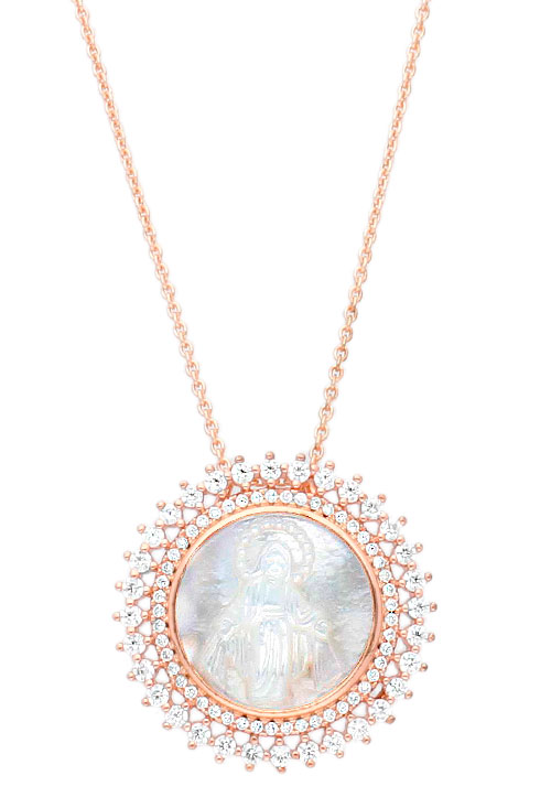 medalla nacar doble orla de circonitas foto para joyeria online toma de frente