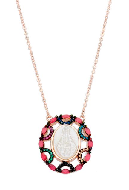 medalla nacar y plata virgen milagrosa orla cristales checos foto para joyeria online vista frontal