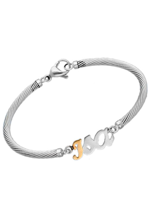 pulsera de oro y acero con el nombre de ISA fotografia para parrilla web outlet de joyeria