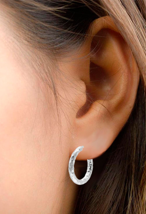 Pendientes plata criollas de chanela lapidada 15 mm 280_2140112-12 modelo montaje