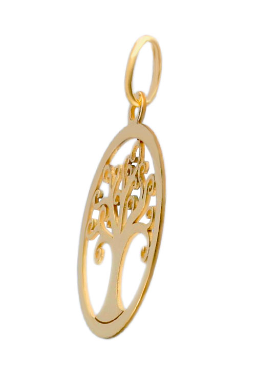 arbol de la vida colgante oro amarillo foto lateral
