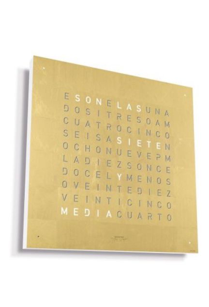 Qlocktwo Stainless Steel Gold reloj de pared letras Ladeado