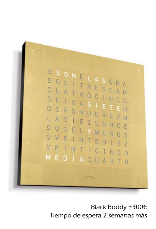 Qlocktwo Stainless Steel Gold reloj de pared letras opción bisel