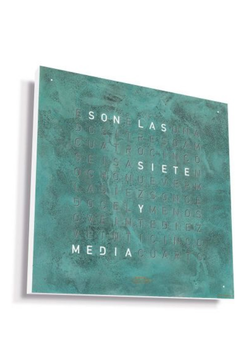 Qlocktwo Vintage Copper reloj de pared letras ladeado