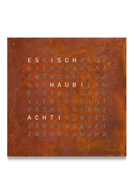 Qlocktwo Rust reloj de pared letras de 45x45 Cms frontal